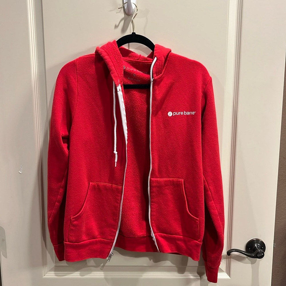 Pure Barre hooded zip up lightweight sweater